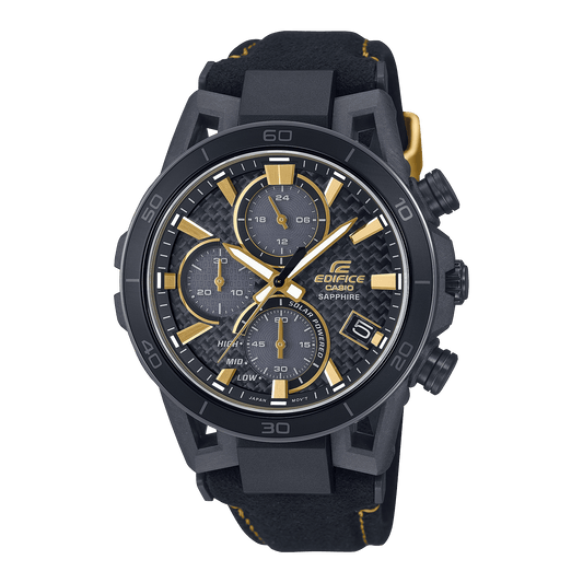 CASIO EDIFICE EFS-S640ZE-1ADR BLACK ANALOG DIAL BLACK ALCANTARA MATERIAL BAND ED641