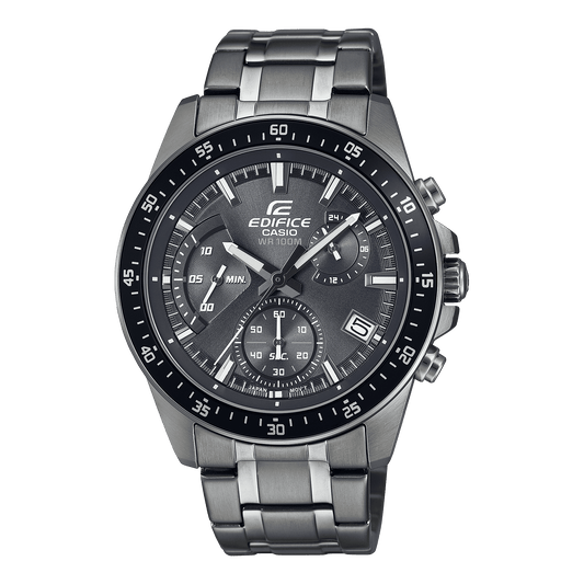 CASIO EDIFICE EFV-540DC-1CVUDF GRAY ANALOG DIAL GRAY ION PLATED STAINLESS STEEL STRAP MEN'S WATCH CHRONOGRAPH 100M WATER RESISTANT