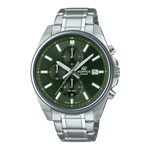 CASIO EDIFICE EFV-610D-3CVUDF GREEN ANALOG DIAL SILVER STAINLESS STEEL STRAP MEN'S WATCH CHRONOGRAPH 100M WATER RESISTANT