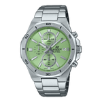 CASIO EDIFICE EFV-640D-3AVUDF GREEN ANALOG DIAL SILVER STAINLESS STEEL STRAP MEN'S WATCH 100M WATER RESISTANCE 