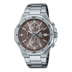 CASIO EDIFICE EFV-640D-5AVUDF BROWN ANALOG DIAL SILVER STAINLESS STEEL STRAP MEN'S WATCH CHRONOGRAPH 100M WATER RESISTANT