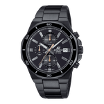 CASIO EDIFICE EFV-640DC-1AVUDF BLACK ANALOG DIAL BLACK STAINLESS STEEL STRAP MEN'S WATCH 100M WATER RESISTANCE 