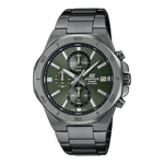 CASIO EDIFICE EFV-640DC-3AVUDF GREEN ANALOG DIAL GRAY ION PLATED STAINLESS STEEL STRAP MEN'S WATCH CHRONOGRAPH 100M WATER RESISTANT