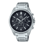 CASIO EDIFICE EFV-650D-1AVUDF BLACK ANALOG DIAL SILVER STAINLESS STEEL STRAP MEN'S WATCH CHRONOGRAPH 100M WATER RESISTANT