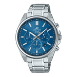 CASIO EDIFICE EFV-650D-2AVUDF BLUE ANALOG DIAL SILVER STAINLESS STEEL STRAP MEN'S WATCH CHRONOGRAPH 100M WATER RESISTANT
