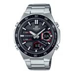 CASIO EDIFICE EFV-C110D-1A4VDF BLACK ANA-DIGI DIAL SILVER STAINLESS STEEL BAND MEN'S WATCH ED551