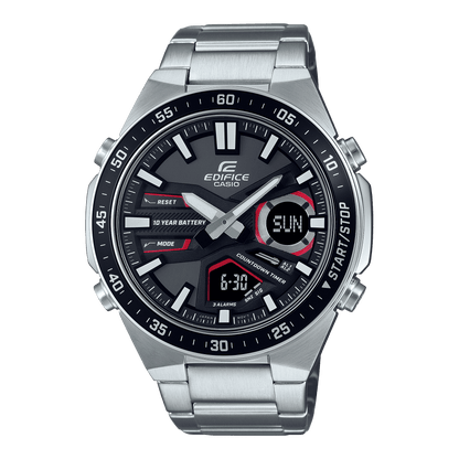 CASIO EDIFICE EFV-C110D-1A4VDF BLACK ANA-DIGI DIAL SILVER STAINLESS STEEL BAND MEN'S WATCH ED551