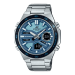 CASIO EDIFICE EFV-C110D-2BDF BLUE ANA-DIGI DIAL SILVER STAINLESS STEEL BAND MEN'S WATCH ED599