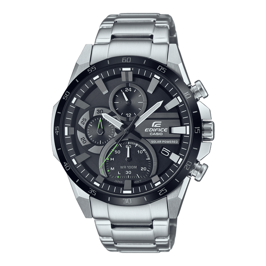 CASIO EDIFICE EQS-940DB-1AVUDF BLACK ANALOG DIAL SILVER STAINLESS STEEL BAND MEN'S WATCH ED547