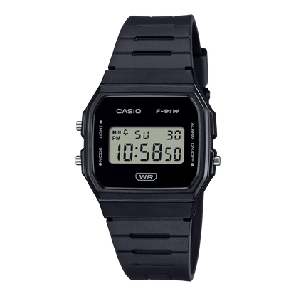 CASIO YOUTH F-91WB-1ADF BLACK DIGITAL DIAL BLACK BIO-BASED RESIN BAND D370