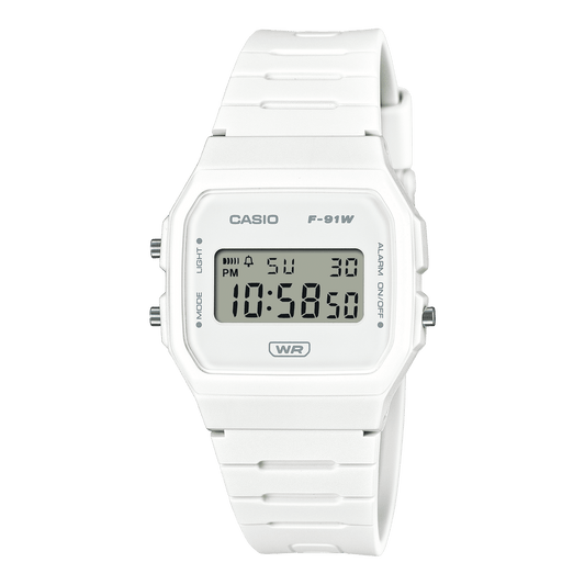CASIO YOUTH F-91WB-7ADF WHITE DIGITAL DIAL WHITE BIO-BASED RESIN BAND D372