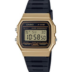 CASIO  F-91WM-9ADF GOLD DIGITAL DIAL BLACK RESIN STRAP  7 YEAR BATTERY D142