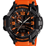 CASIO G-SHOCK GA-1000-4ADR BLACK-ORANGE ANA-DIGI DIAL ORANGE RESIN STRAP MEN'S WATCH G468