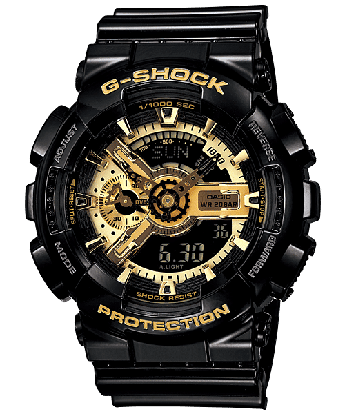 CASIO G-SHOCK GA-110GB-1ADR BLACK-GOLD ANA-DIGI DIAL BLACK RESIN STRAP MEN'S WATCH G339