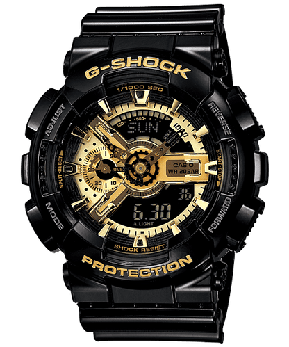 CASIO G-SHOCK GA-110GB-1ADR BLACK-GOLD ANA-DIGI DIAL BLACK RESIN STRAP MEN'S WATCH G339