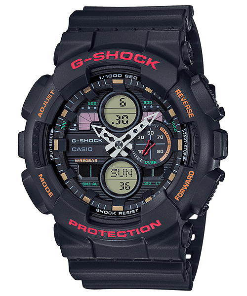 CASIO G-SHOCK GA-140-1A4DR BLACK-RED ANA-DIGI DIAL BLACK RESIN STRAP MEN'S WATCH G976
