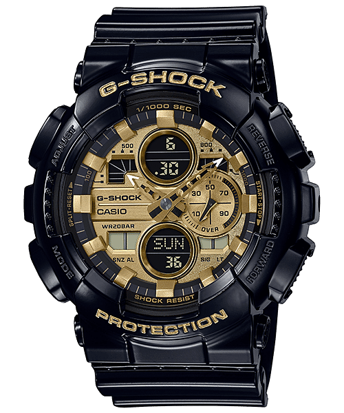 CASIO G-SHOCK GA-140GB-1A1DR BLACK-GOLD ANA-DIGI DIAL BLACK RESIN STRAP MEN'S WATCH G1021