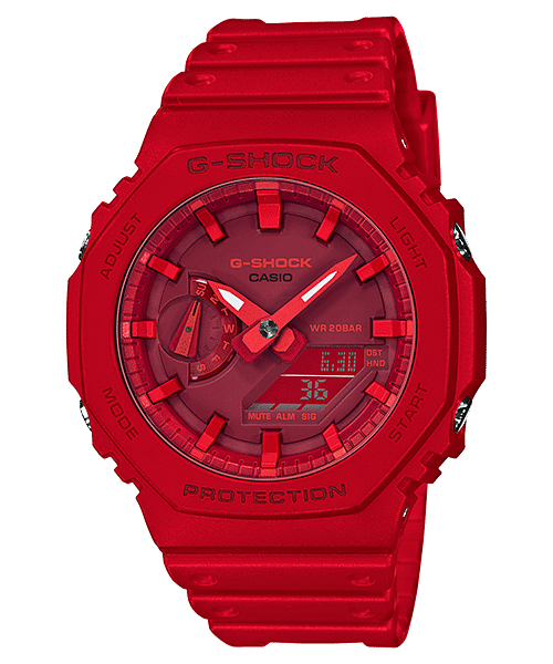 CASIO G-SHOCK GA-2100-4ADR RED ANA-DIGI DIAL RED RESIN STRAP MEN'S WATCH G988