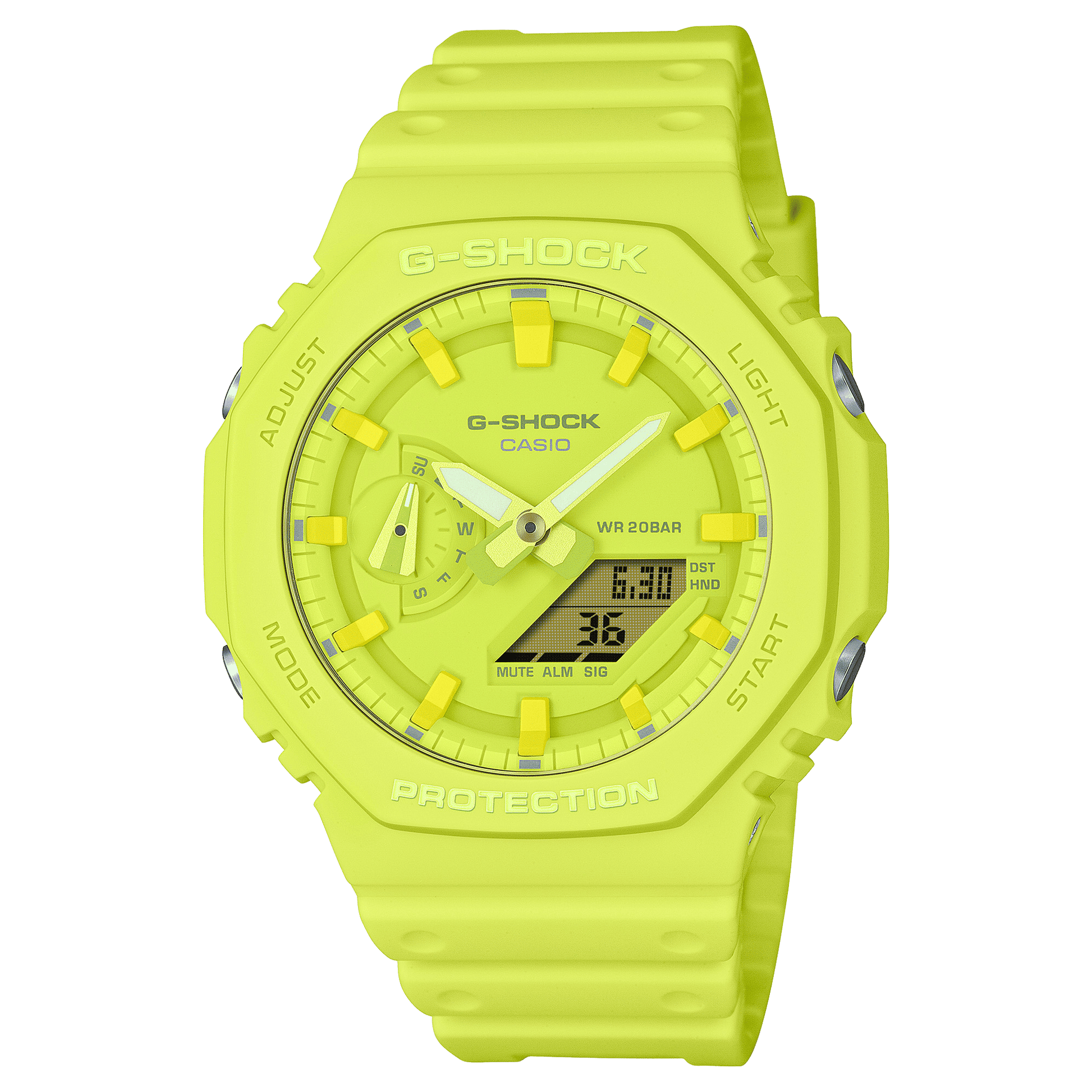 CASIO G-SHOCK GA-2100-9A9DR YELLOW ANA-DIGI DIAL YELLOW RESIN STRAP MEN'S WATCH G1523