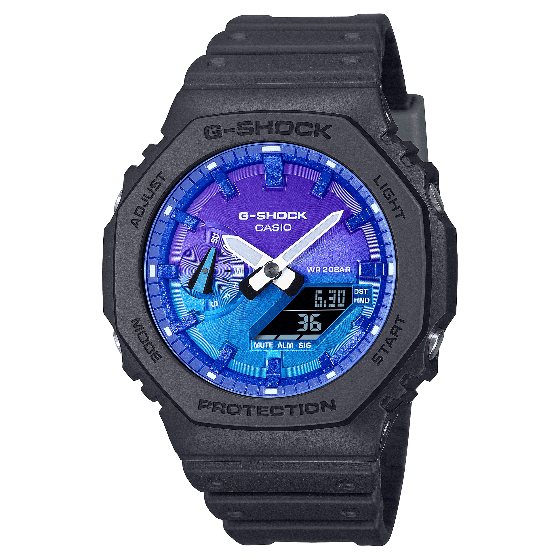 CASIO G-SHOCK GA-2100FL-1ADR BLUE ANALOG-DIGITAL DIAL BLACK BIO-BASED RESIN BAND G1650