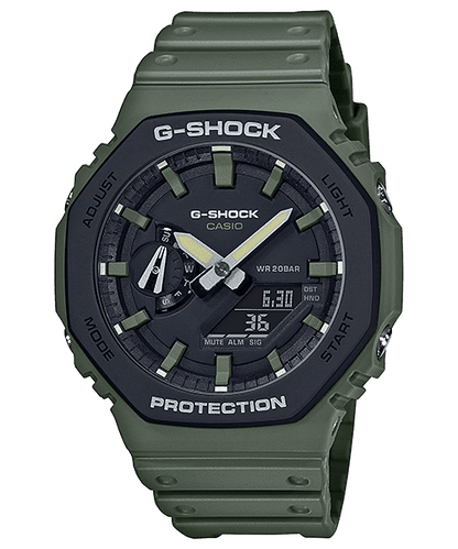CASIO G-SHOCK GA-2110SU-3ADR BLACK-GREEN ANA-DIGI DIAL GREEN RESIN STRAP MEN'S WATCH G1065