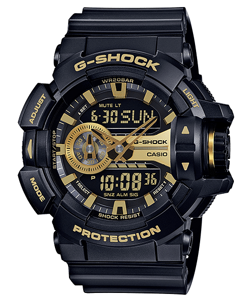 CASIO G-SHOCK GA-400GB-1A9DR BLACK-GOLD ANA-DIGI DIAL BLACK RESIN STRAP MEN'S WATCH G651