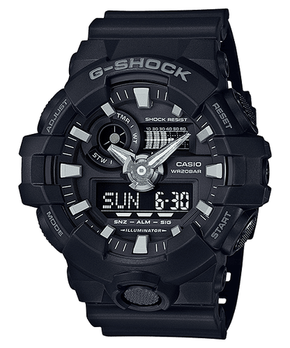 CASIO G-SHOCK GA-700-1BDR BLACK ANA-DIGI DIAL BLACK RESIN STRAP MEN'S WATCH G715