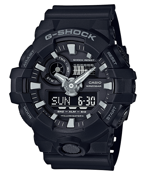 CASIO G-SHOCK GA-700-1BDR BLACK ANA-DIGI DIAL BLACK RESIN STRAP MEN'S WATCH G715