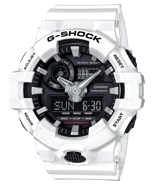 CASIO G-SHOCK GA-700-7ADR BLACK ANA-DIGI DIAL WHITE RESIN STRAP MEN'S WATCH G742