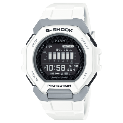 CASIO G-SHOCK GBD-300-7DR BLACK DIGITAL DIAL WHITE BIO-BASED RESIN BAND G1587