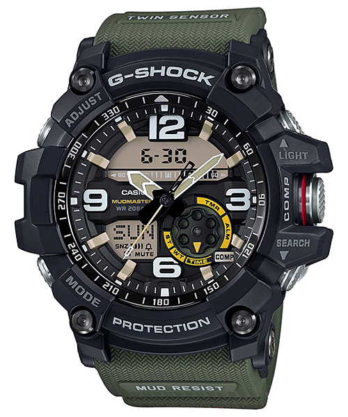CASIO G-SHOCK MUDMASTER GG-1000-1A3DR BLACK ANA-DIGI DIAL GREEN RESIN STRAP MEN'S WATCH G662