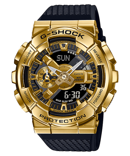 CASIO G-SHOCK G-STEEL GM-110G-1A9DR GOLD IP ANA-DIGI DIAL BLACK RESIN STRAP MEN'S WATCH G1053