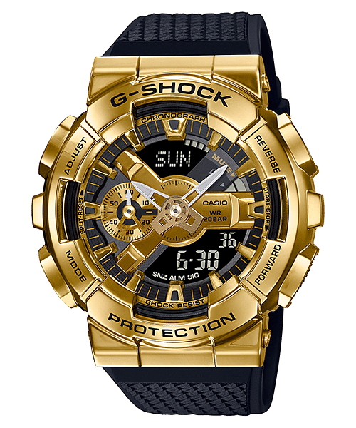 CASIO G-SHOCK G-STEEL GM-110G-1A9DR GOLD IP ANA-DIGI DIAL BLACK RESIN STRAP MEN'S WATCH G1053