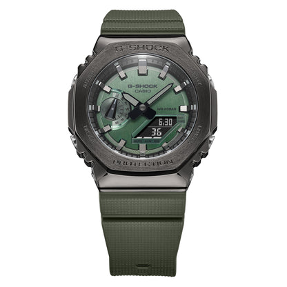 CASIO G-SHOCK G-STEEL GM-2100B-3ADR GREY IP ANA-DIGI DIAL GREEN RESIN STRAP MEN'S WATCH G1160