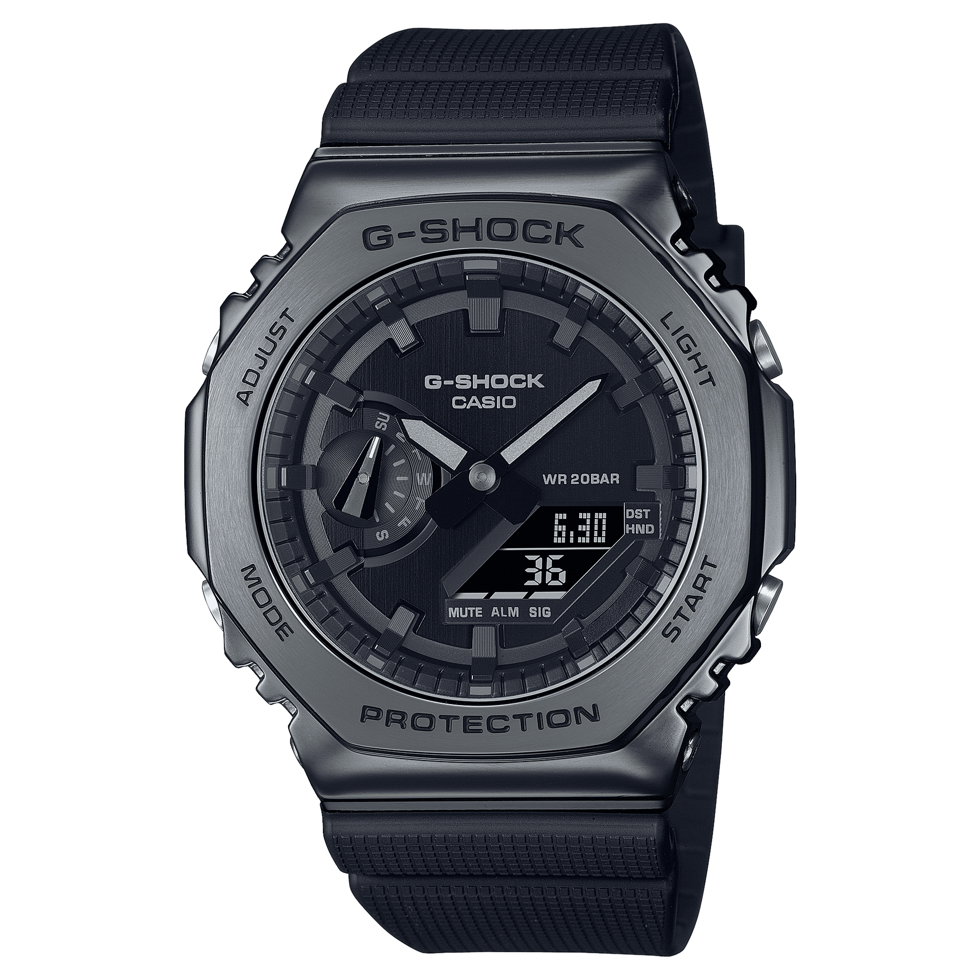 CASIO G-SHOCK G-STEEL GM-2100BB-1ADR BLACK IP ANA-DIGI DIAL BLACK RESIN STRAP MEN'S WATCH G1371
