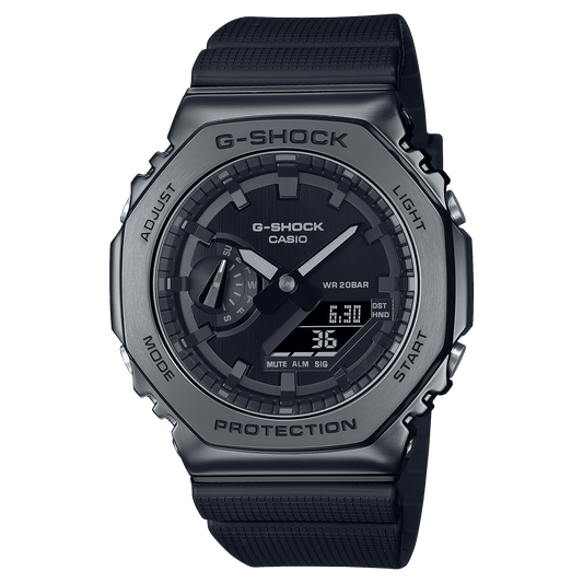 CASIO G-SHOCK G-STEEL GM-2100BB-1ADR BLACK IP ANA-DIGI DIAL BLACK RESIN STRAP MEN'S WATCH G1371