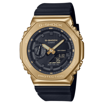 CASIO G-SHOCK G-STEEL GM-2100G-1A9DR GOLD IP ANA-DIGI DIAL BLACK RESIN STRAP MEN'S WATCH G1278