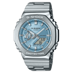 CASIO G-SHOCK GM-2110D-2ADR BLUE ANALOG-DIGITAL DIAL SILVER STAINLESS STEEL  BAND G1613