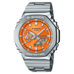 CASIO G-SHOCK GM-2110D-4ADR ORANGE ANALOG-DIGITAL DIAL SILVER STAINLESS STEEL  BAND G1610