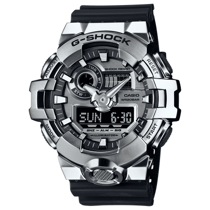 CASIO G-SHOCK GM-700-1ADR SILVER ANALOG-DIGITAL DIAL BLACK RESIN BAND G1607