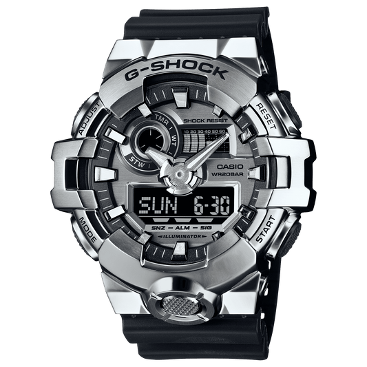 CASIO G-SHOCK GM-700-1ADR SILVER ANALOG-DIGITAL DIAL BLACK RESIN BAND G1607