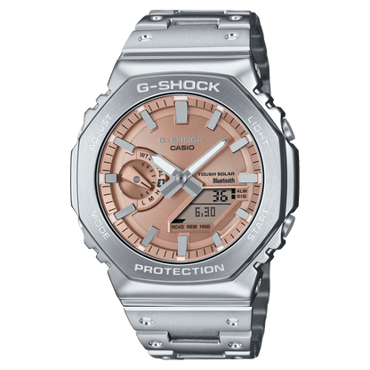 CASIO G-SHOCK GM-B2100AD-5ADR ORANGE ANALOG-DIGITAL DIAL SILVER STAINLESS STEEL SOLID BAND G1629