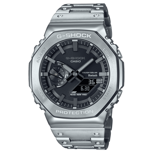 CASIO G-SHOCK METAL GM-B2100D-1ADR BLACK ANA-DIGI DIAL  SOLID BAND MEN'S WATCH G1270