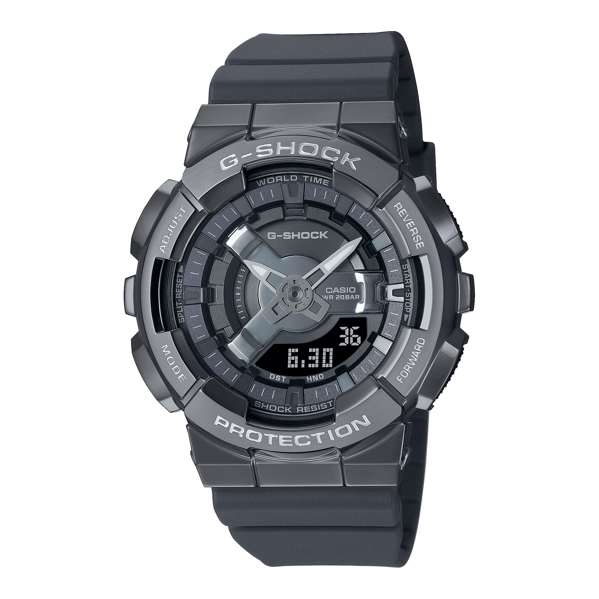CASIO G-SHOCK GM-S110B-8ADR GRAY ANA-DIGI DIAL GREY RESIN STRAP WOMEN'S WATCH G1317
