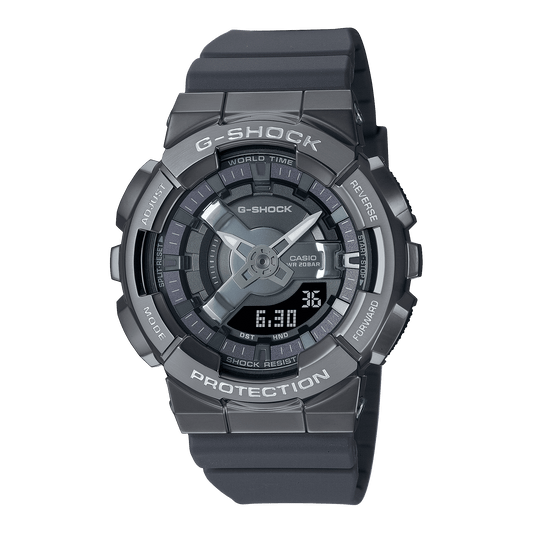 CASIO G-SHOCK GM-S110B-8ADR GRAY ANA-DIGI DIAL GREY RESIN STRAP WOMEN'S WATCH G1317