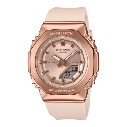 CASIO G-SHOCK WOMEN GM-S2110PG-4ADR ROSE GOLD ANALOG-DIGITAL DIAL BEIGE BIO-BASED RESIN BAND G1694