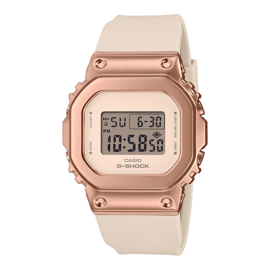 CASIO G-SHOCK G-STEEL GM-S5600UPG-4DR PINK DIGITAL DIAL WHITE RESIN STRAP WOMEN'S WATCH G1536