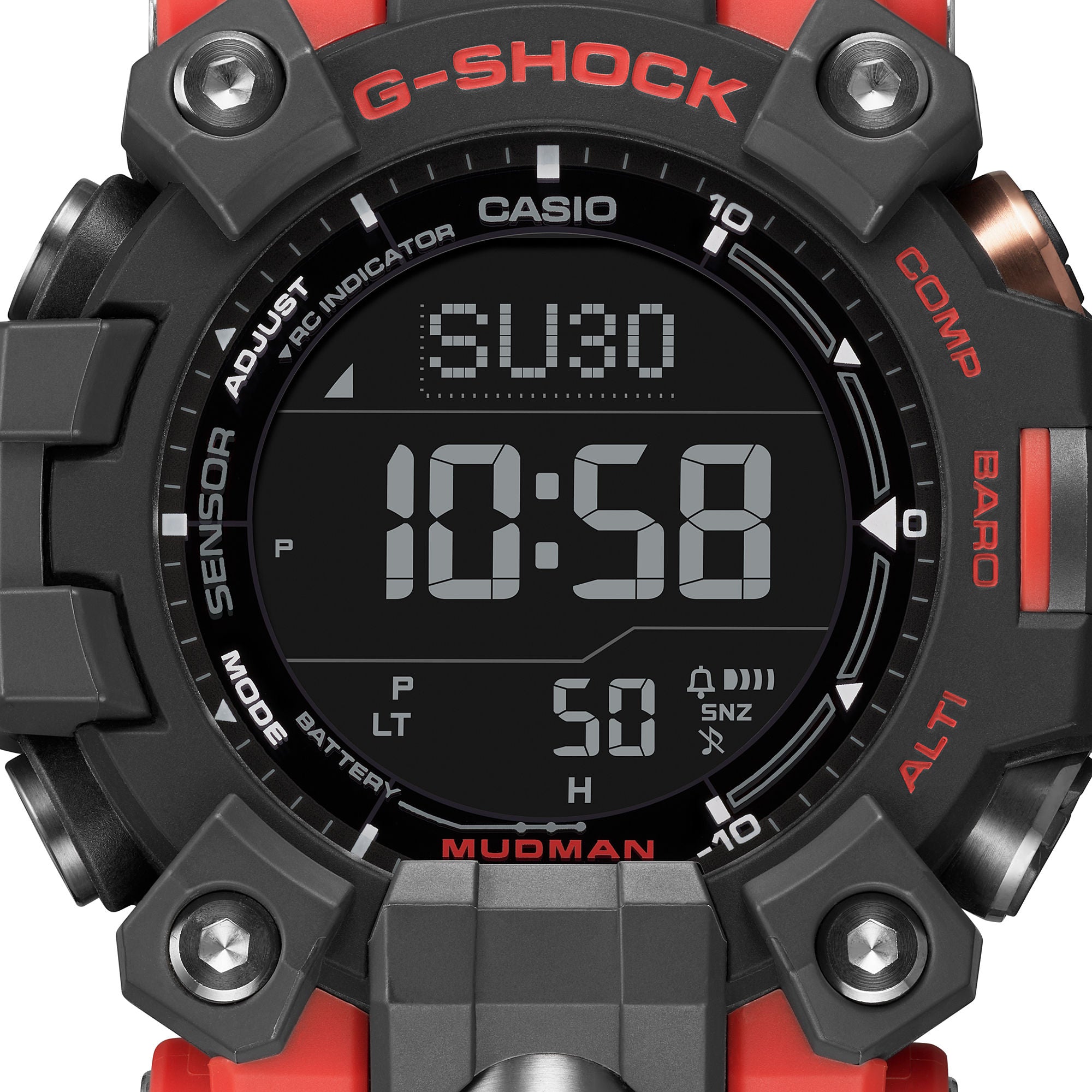 時計 CASIO G-SHOCK MUDMAN GW-9500-1A4DR CASIO G-SHOCK GW-9500-1A4DR DIGITAL DIAL RED RESIN STRAP MEN'S