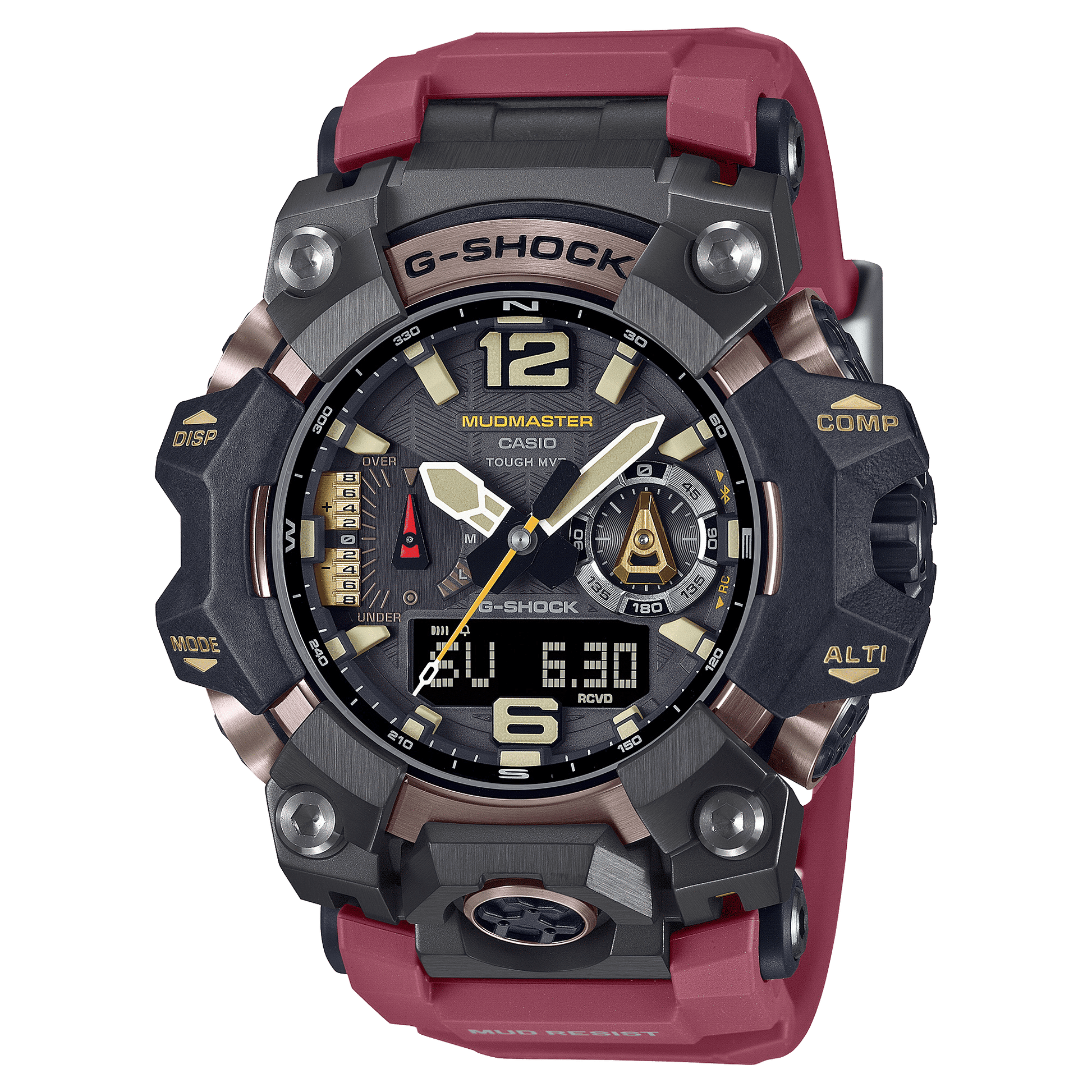 CASIO G-SHOCK MUDMASTER GWG-B1000-1A4DR  ANA-DIGI DIAL RED RESIN BAND MEN'S WATCH G1474