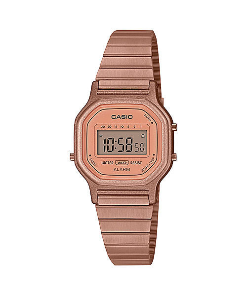 CASIO VINTAGE LA-11WR-5ADF ROSE GOLD DIGITAL DIAL ROSE GOLD STAINLESS STEEL BAND D217
